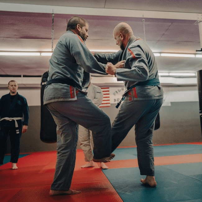 Students working from standing position at Elizabethtown BJJ